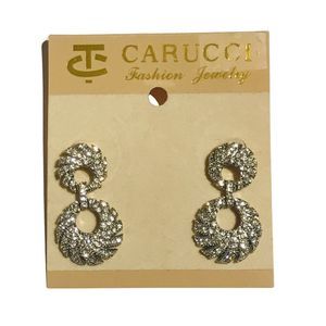 3/$15 Vintage Carucci Silver Tone Rhinestone Embellished Earrings